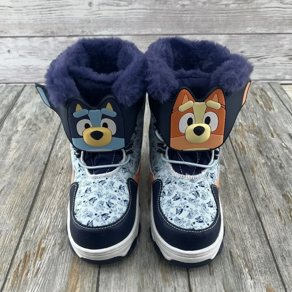 Toddler Bluey Winter Boot Shoes Faux Fur Trim Size 11